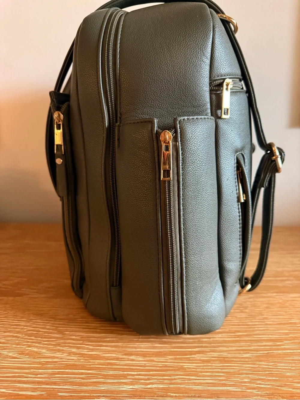 Ayla & Co Green Leather Diaper Bag
